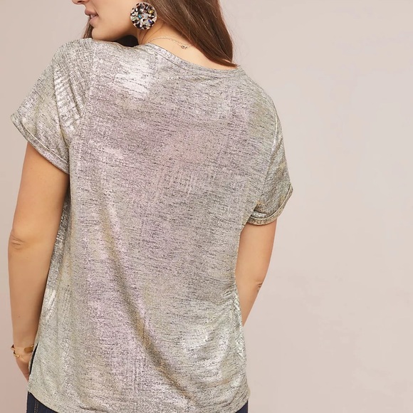 Metallic Gray Short Sleeve Top - Picture 3 of 3